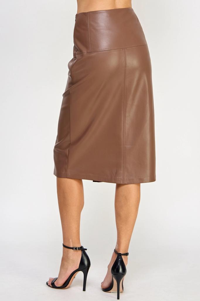 ELLISON MOCHA LEATHER SKIRT