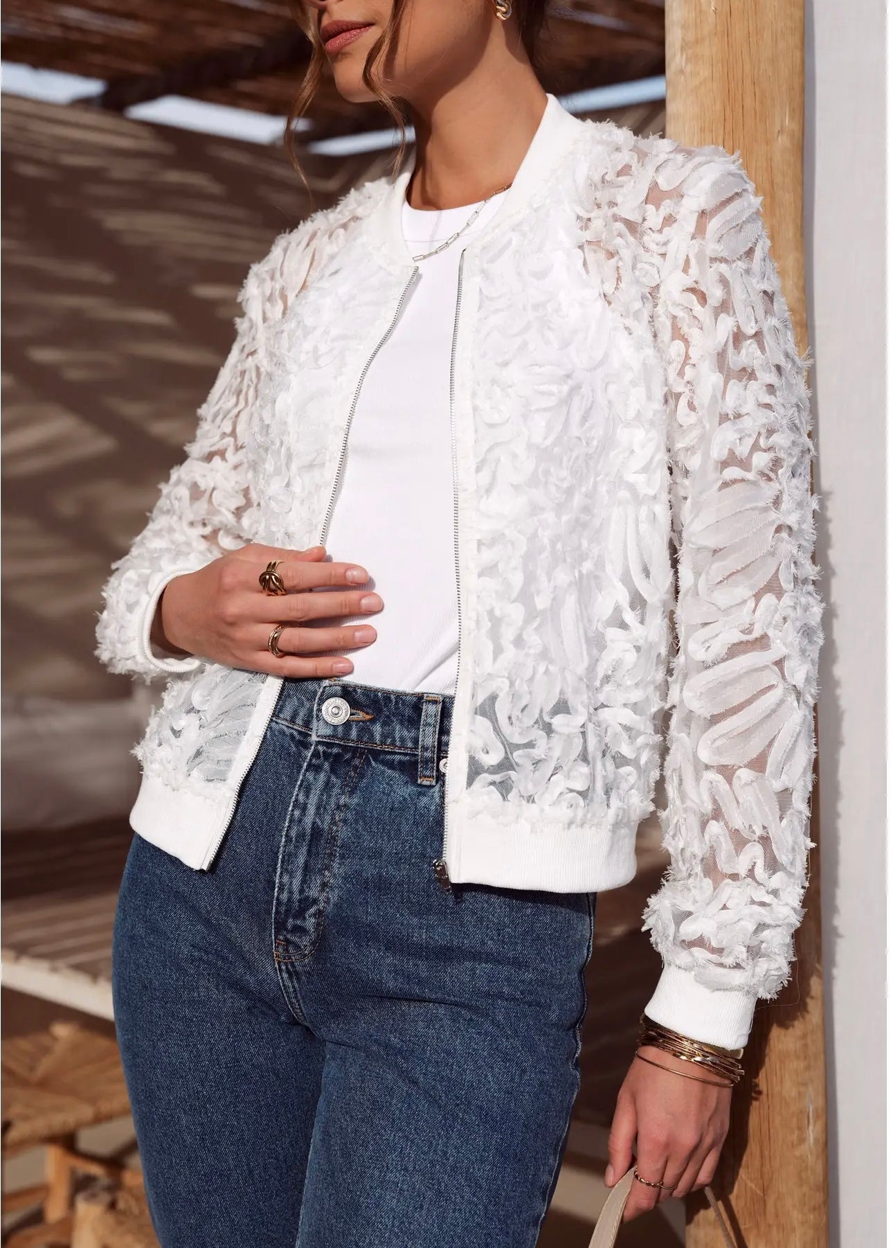 SELENA LACE BOMBER JACKET
