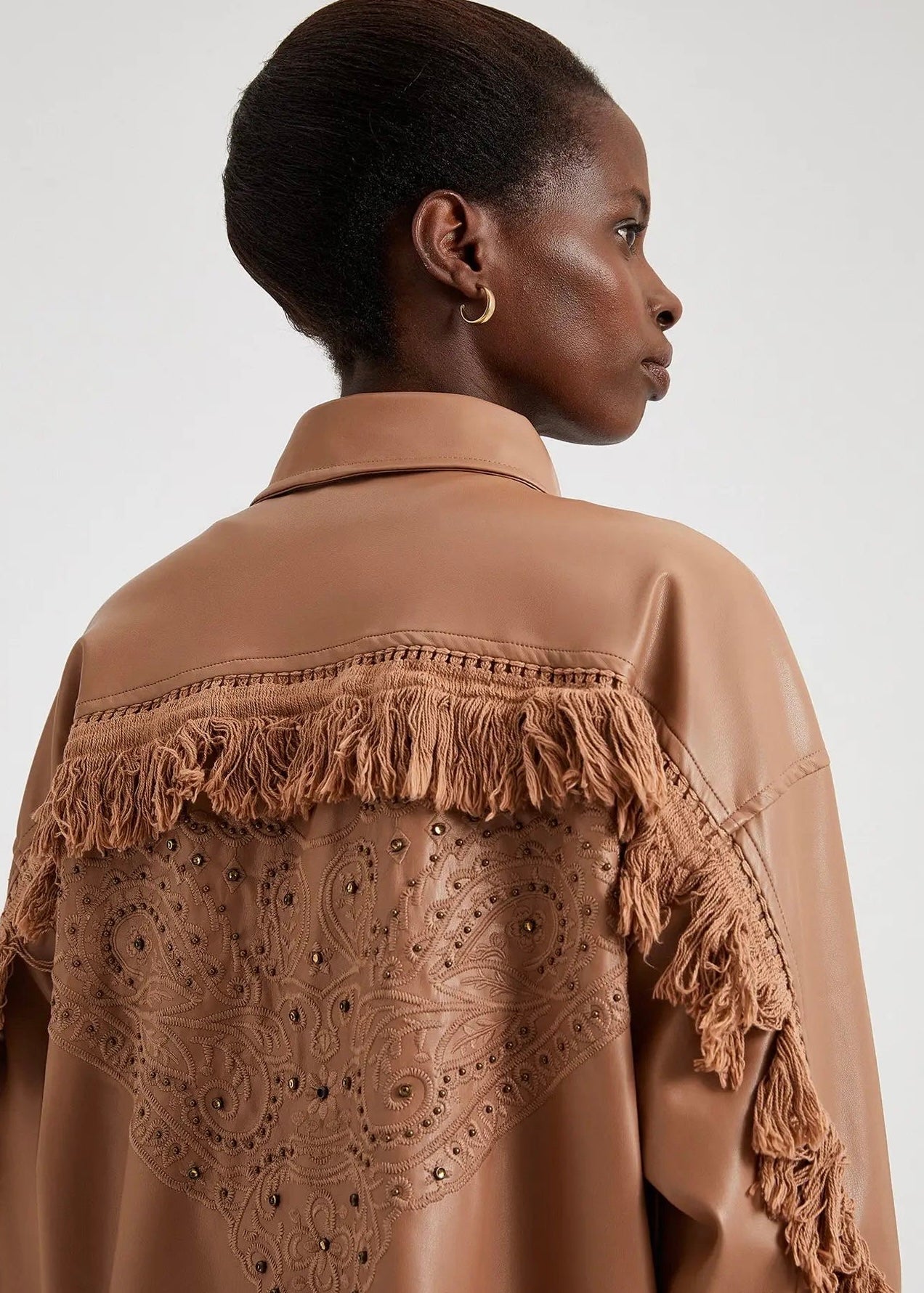 KIKA NUDE LEATHER SHIRT