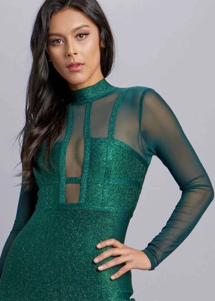 GINN GLITTER GREEN DRESS