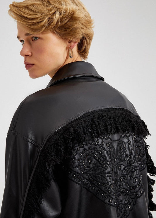 KIKA BLACK LEATHER SHIRT