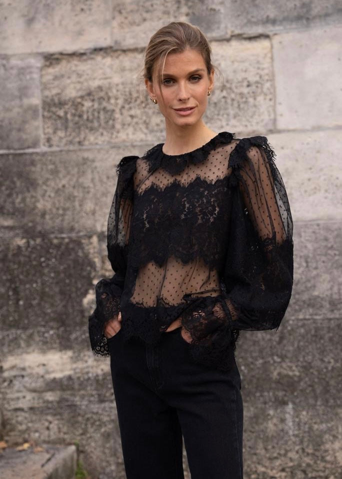 CHARLOTTE LACE BLOUSE BLACK