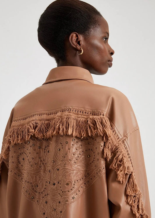 KIKA NUDE LEATHER SHIRT