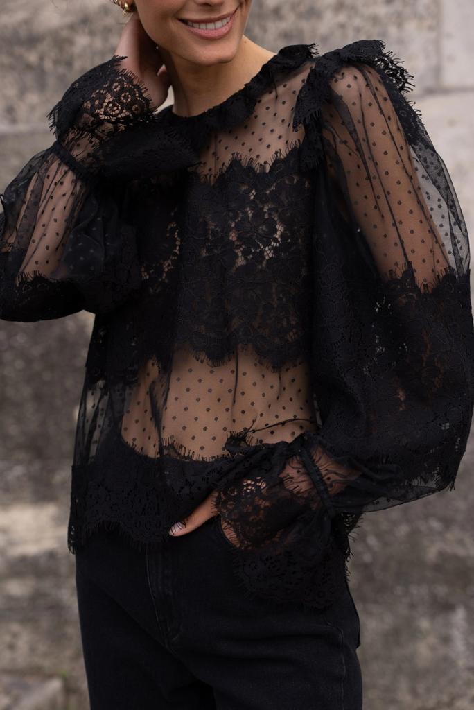 CHARLOTTE LACE BLOUSE BLACK